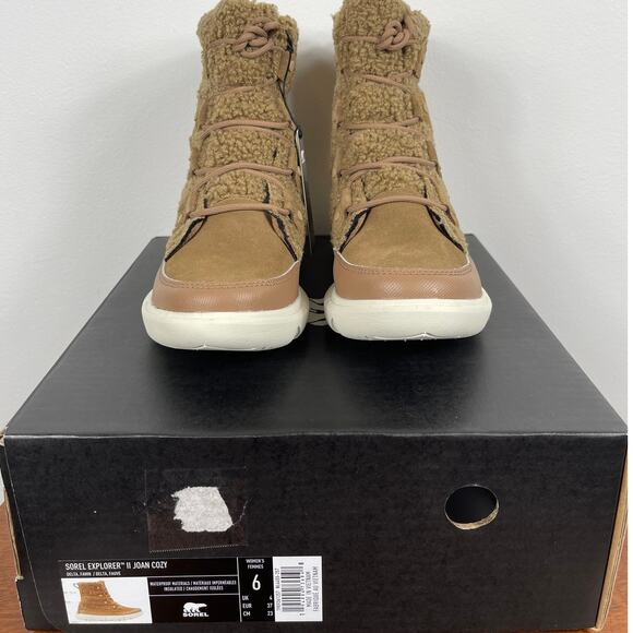 New Sorel Explorer II Joan Cozy Boots in Delta/Fawn Suede Women's Size 6 - Picture 2 of 6